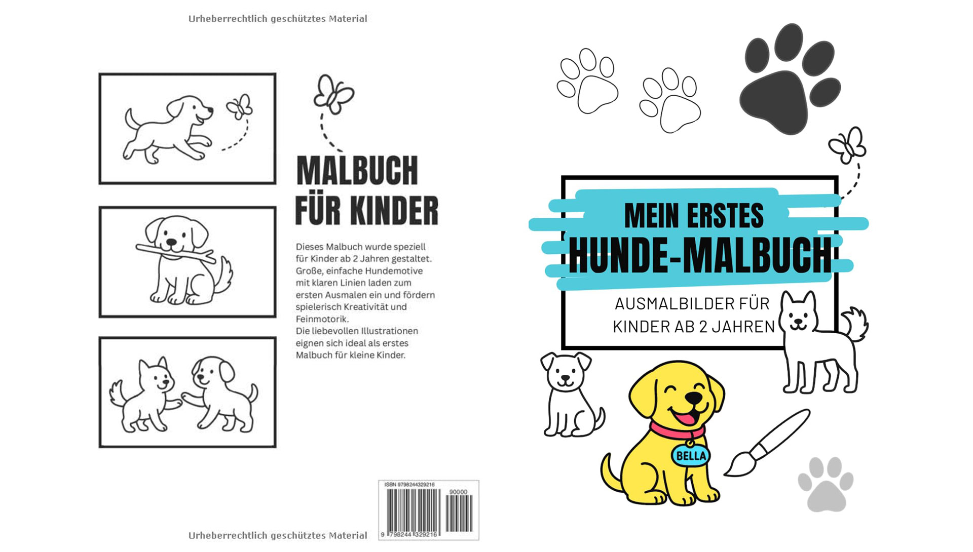 Ausmalbuch mit Hunden ab 2 Jahren